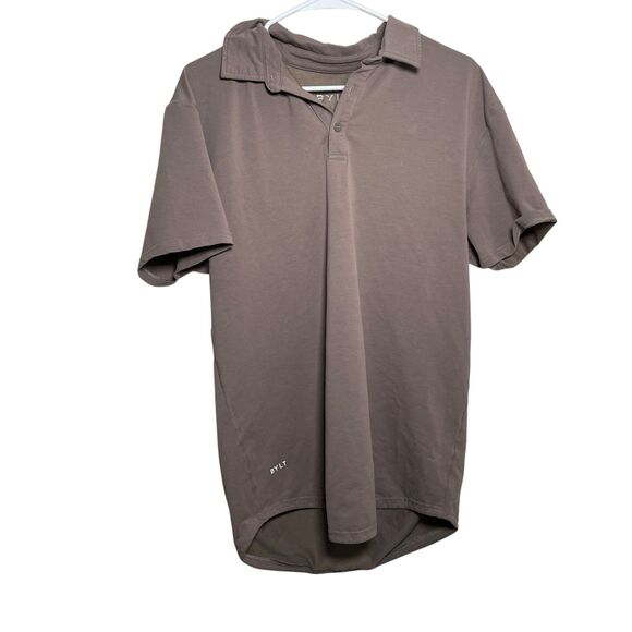BYLT Other - Bylt Polo Shirt Men's Large Lux Brown Drop Cut Short Sleeve Athletic Collared